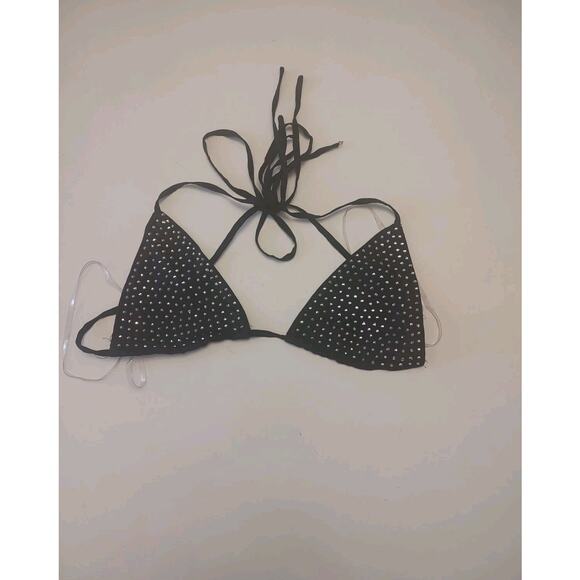 Hot & Delicious Pants & Triangle Bikini Top Outfit Black Rhinestones  Small NWT - Picture 3 of 12
